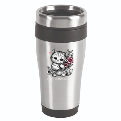 Cute Cat Rage Consumes Me Funny Sarcastic Kitten Flower 16oz Travel Tumbler