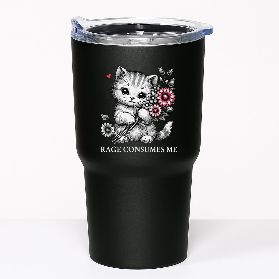 Cute Cat Rage Consumes Me Funny Sarcastic Kitten Flower Tumbler