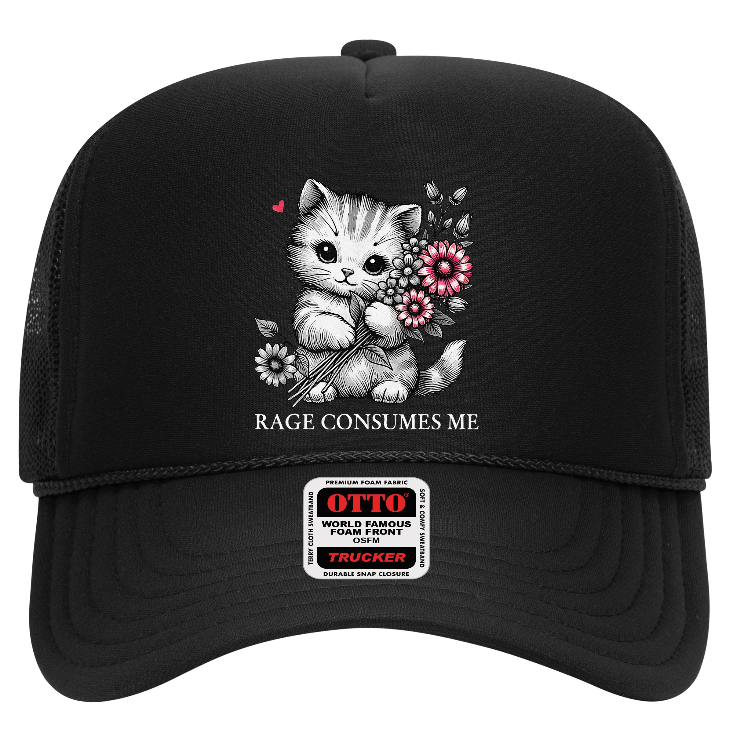 Cute Cat Rage Consumes Me Funny Sarcastic Kitten Flower Hat