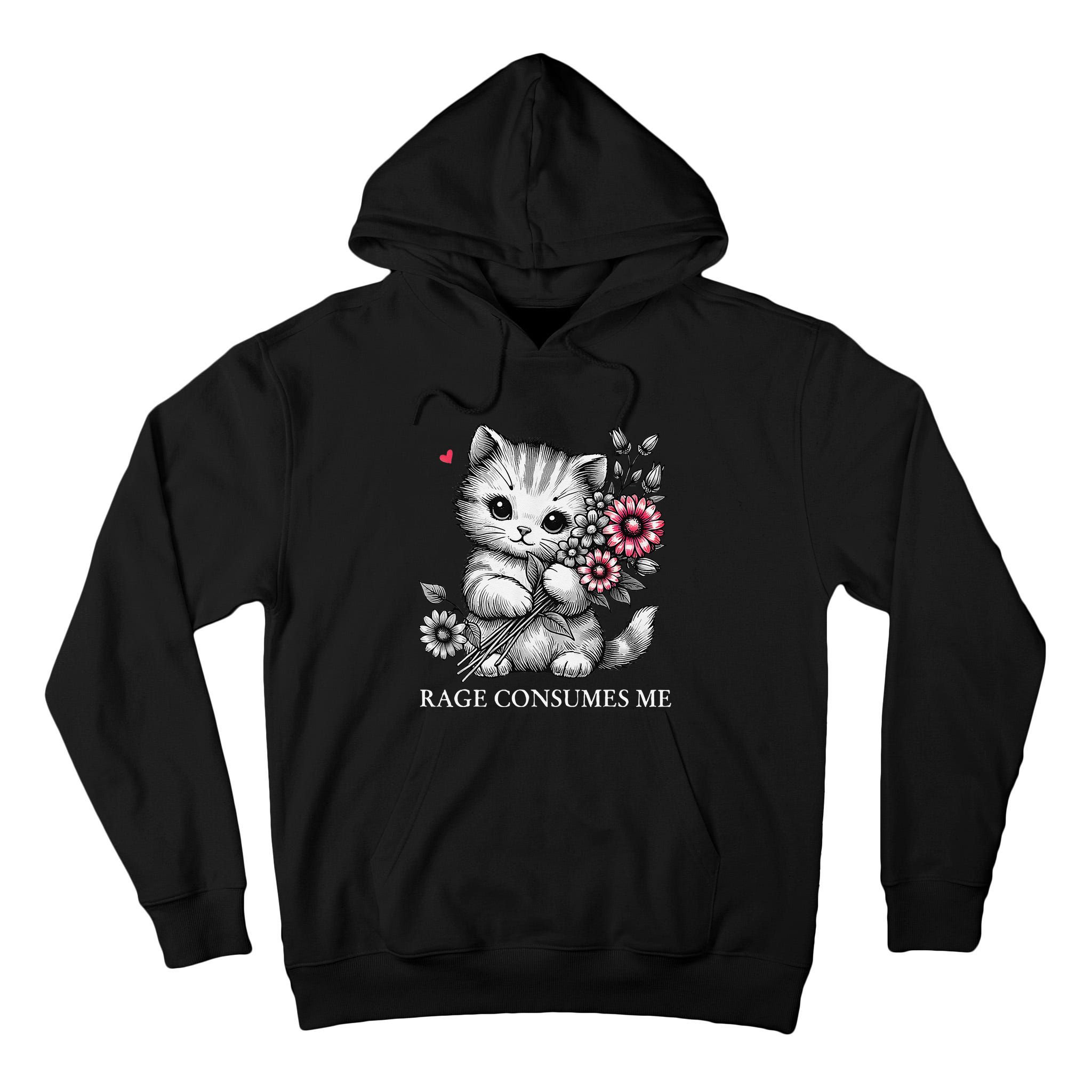 Cute Cat Rage Consumes Me Funny Sarcastic Kitten Flower Tall Hoodie
