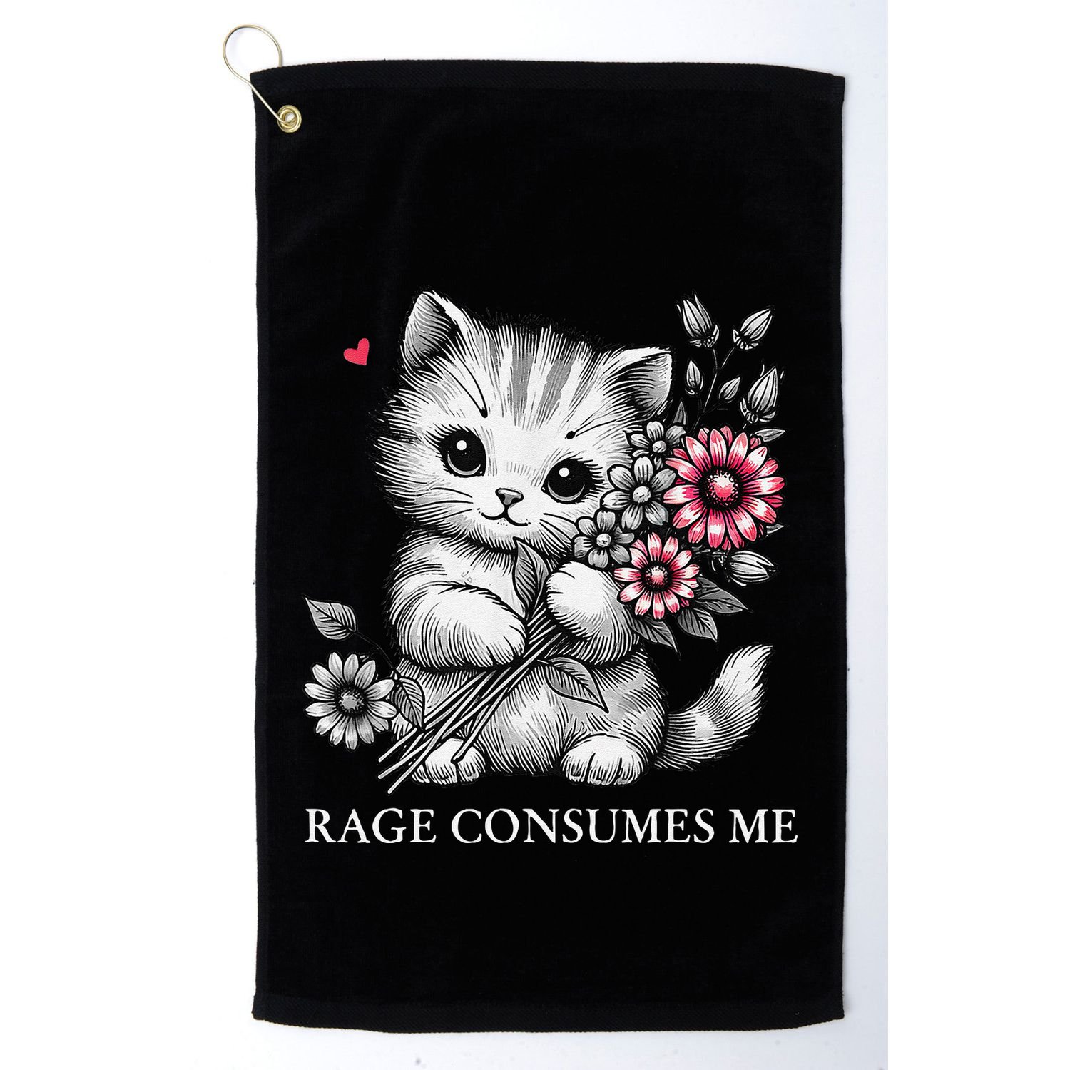 Cute Cat Rage Consumes Me Funny Sarcastic Kitten Flower Golf Towel