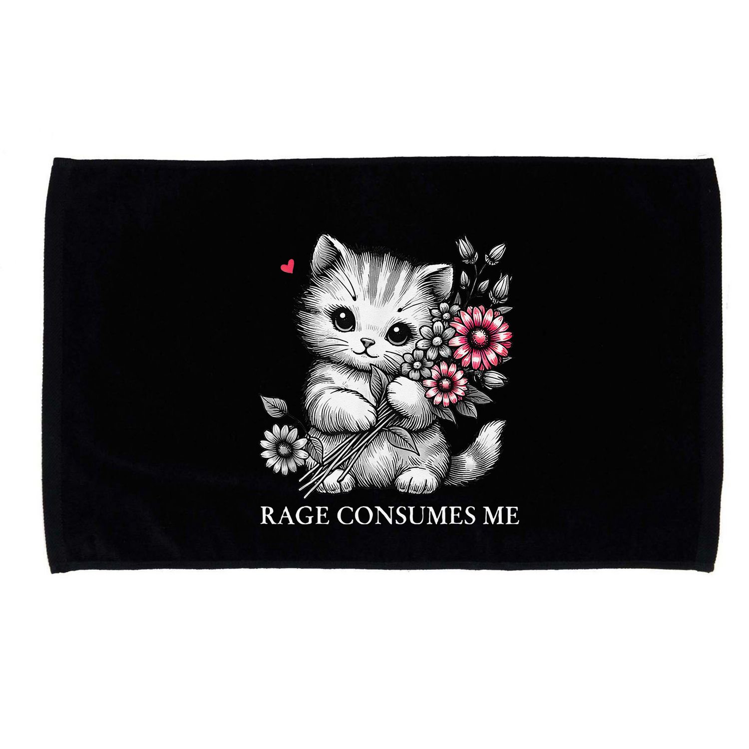 Cute Cat Rage Consumes Me Funny Sarcastic Kitten Flower Microfiber Hand Towel