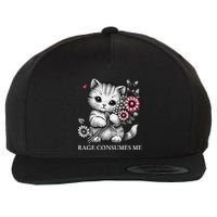 Cute Cat Rage Consumes Me Funny Sarcastic Kitten Flower Wool Snapback Cap
