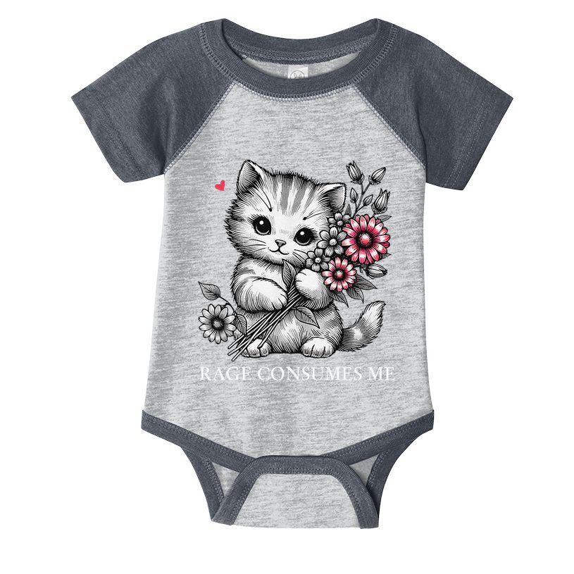 Cute Cat Rage Consumes Me Funny Sarcastic Kitten Flower Infant Baby Jersey Bodysuit