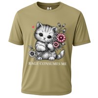 Cute Cat Rage Consumes Me Funny Sarcastic Kitten Flower Cooling Performance Crew T-Shirt