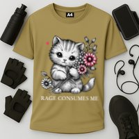 Cute Cat Rage Consumes Me Funny Sarcastic Kitten Flower Cooling Performance Crew T-Shirt