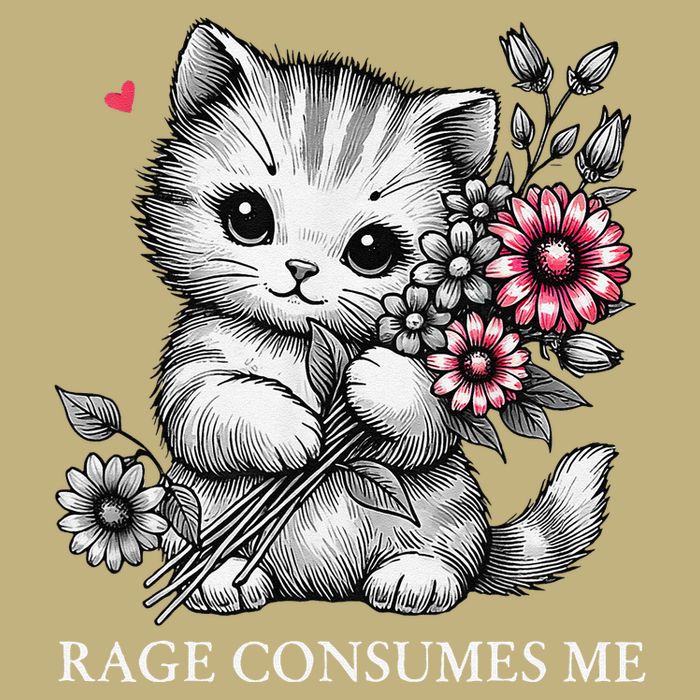 Cute Cat Rage Consumes Me Funny Sarcastic Kitten Flower Cooling Performance Crew T-Shirt