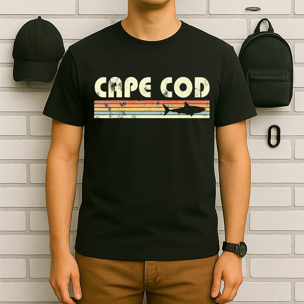 Cape Cod Retro Style with Shark graphic T-Shirt