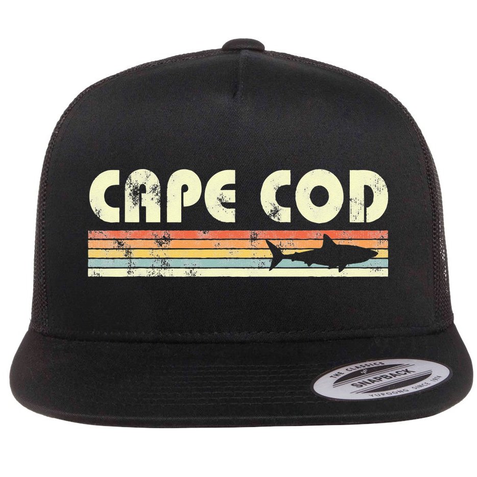 Cape Cod Retro Style with Shark graphic Flat Bill Trucker Hat
