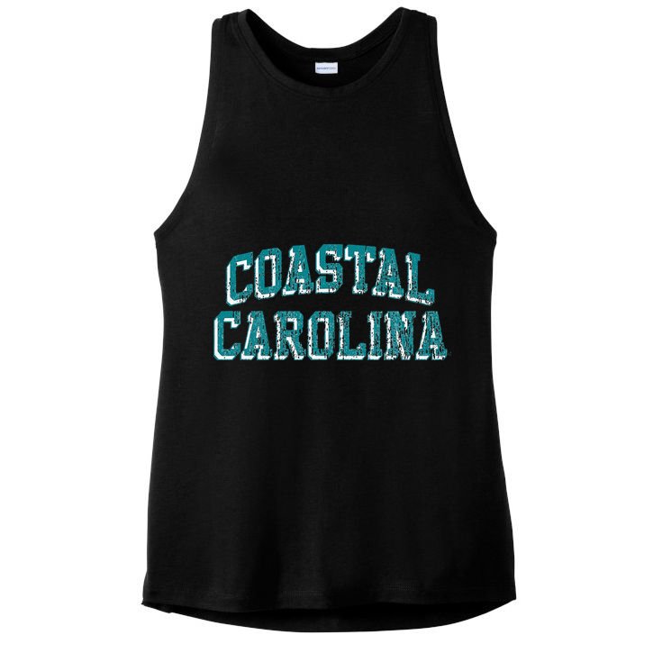 Coastal Carolina Retro Arch Logo Ladies PosiCharge Tri-Blend Wicking Tank
