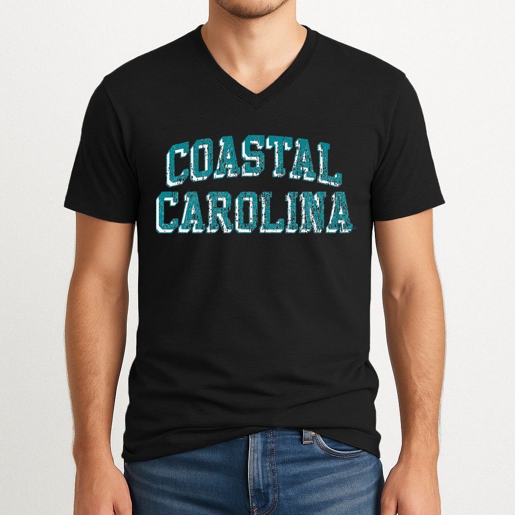 Coastal Carolina Retro Arch Logo V-Neck T-Shirt
