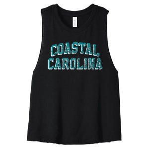 Coastal Carolina Retro Arch Logo Women's Racerback Cropped Tank