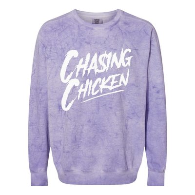 Chasing Chicken Rap Get Money Chasing Chicken Colorblast Crewneck Sweatshirt