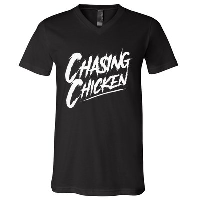 Chasing Chicken Rap Get Money Chasing Chicken V-Neck T-Shirt