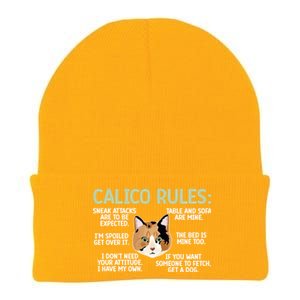 Calico Cat Rules Calico Cat Lover Calico Cat Owner Gift Knit Cap Winter Beanie