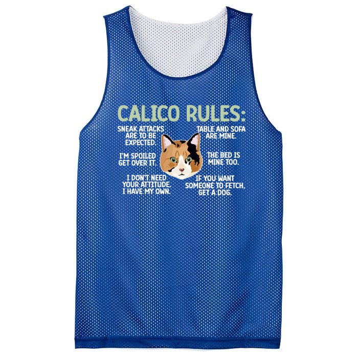 Calico Cat Rules Calico Cat Lover Calico Cat Owner Gift Mesh Reversible Basketball Jersey Tank