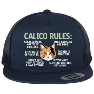 Calico Cat Rules Calico Cat Lover Calico Cat Owner Gift Flat Bill Trucker Hat