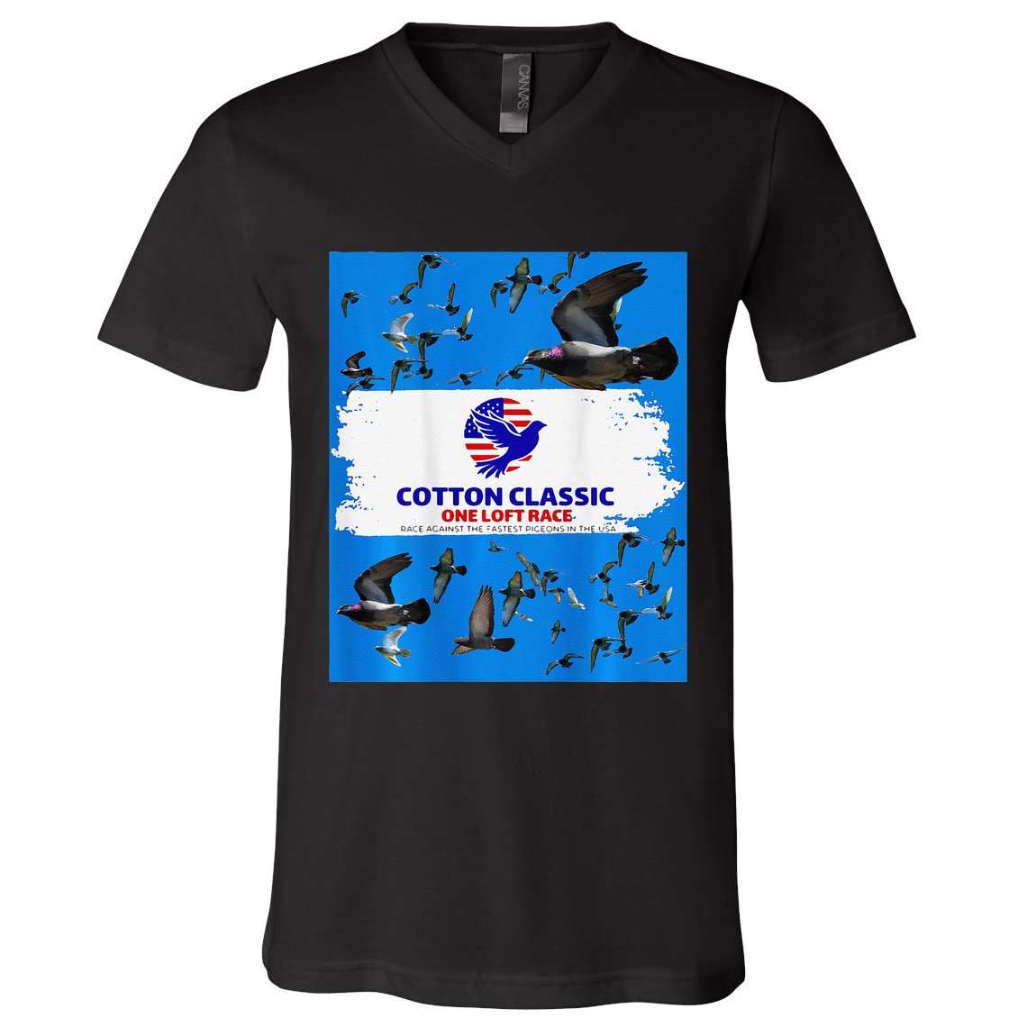 Cotton Classic Racing Pigeons One Loft Race V-Neck T-Shirt