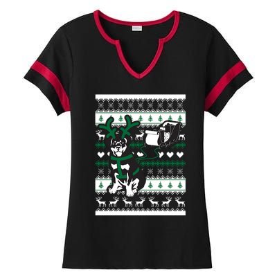 Cute Christmas Rottweiler Gift Ladies Halftime Notch Neck Tee