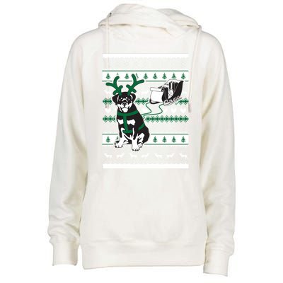 Cute Christmas Rottweiler Gift Womens Funnel Neck Pullover Hood