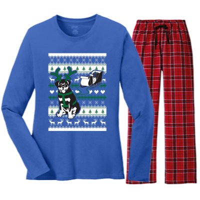 Cute Christmas Rottweiler Gift Women's Long Sleeve Flannel Pajama Set 