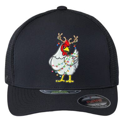 Christmas Chicken Reindeer Antlers Lights Pajama S Flexfit Unipanel Trucker Cap