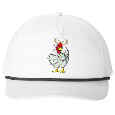 Christmas Chicken Reindeer Antlers Lights Pajama S Snapback Five-Panel Rope Hat