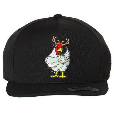 Christmas Chicken Reindeer Antlers Lights Pajama S Wool Snapback Cap