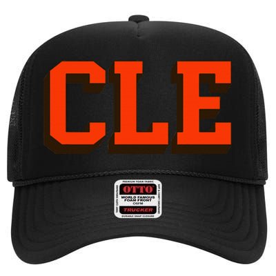 Cle Cleveland Retro Vintage Classic Ohio Gift High Crown Mesh Back Trucker Hat