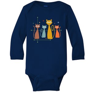 Century Cat Retro Cool Baby Long Sleeve Bodysuit