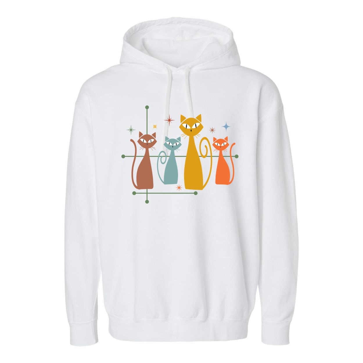 Century Cat Retro Cool Garment-Dyed Fleece Hoodie