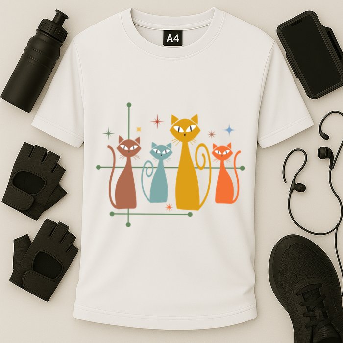 Century Cat Retro Cool Cooling Performance Crew T-Shirt