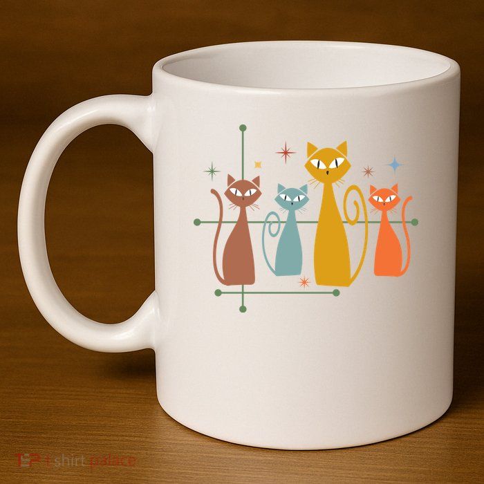 Century Cat Retro Cool 11oz C Handle Ceramic Mug