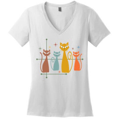 Century Cat Retro Cool Women's V-Neck T-Shirt