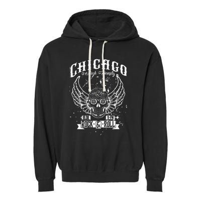 Chicago Classic Retro Vintage Illinois Windy RockNRoll Garment-Dyed Fleece Hoodie