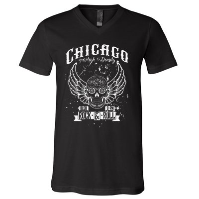 Chicago Classic Retro Vintage Illinois Windy RockNRoll V-Neck T-Shirt