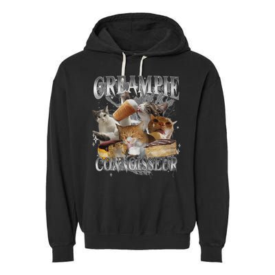 Creampie Connoisseur Raunchy Funny Cat Meme Adult Humor Garment-Dyed Fleece Hoodie