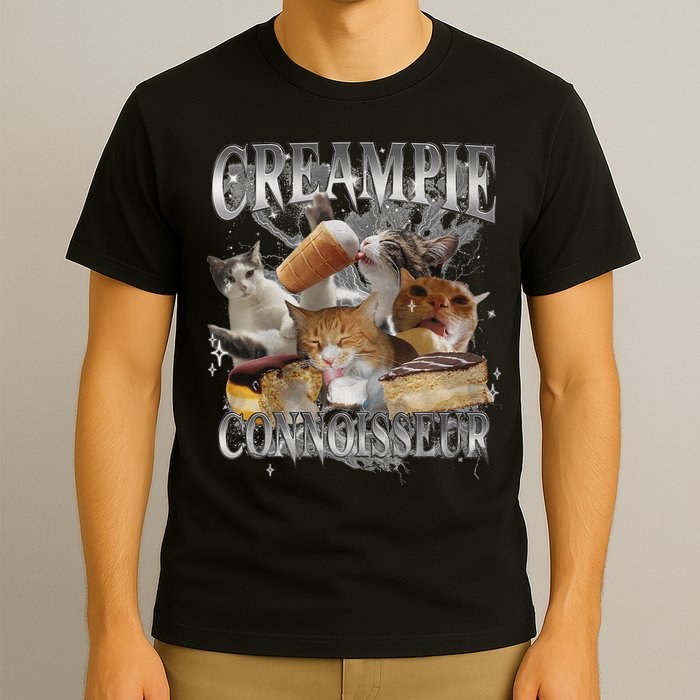 Creampie Connoisseur Raunchy Funny Cat Meme Adult Humor T-Shirt