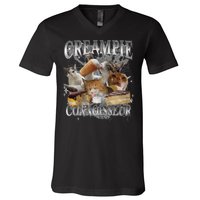 Creampie Connoisseur Raunchy Funny Cat Meme Adult Humor V-Neck T-Shirt