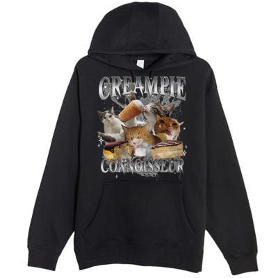 Creampie Connoisseur Raunchy Funny Cat Meme Adult Humor Premium Pullover Hoodie