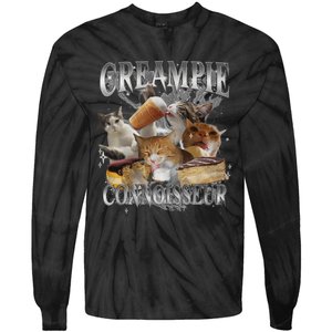 Creampie Connoisseur Raunchy Funny Cat Meme Adult Humor Tie-Dye Long Sleeve Shirt