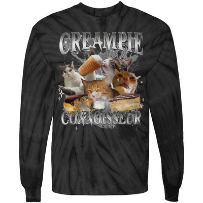 Creampie Connoisseur Raunchy Funny Cat Meme Adult Humor Tie-Dye Long Sleeve Shirt