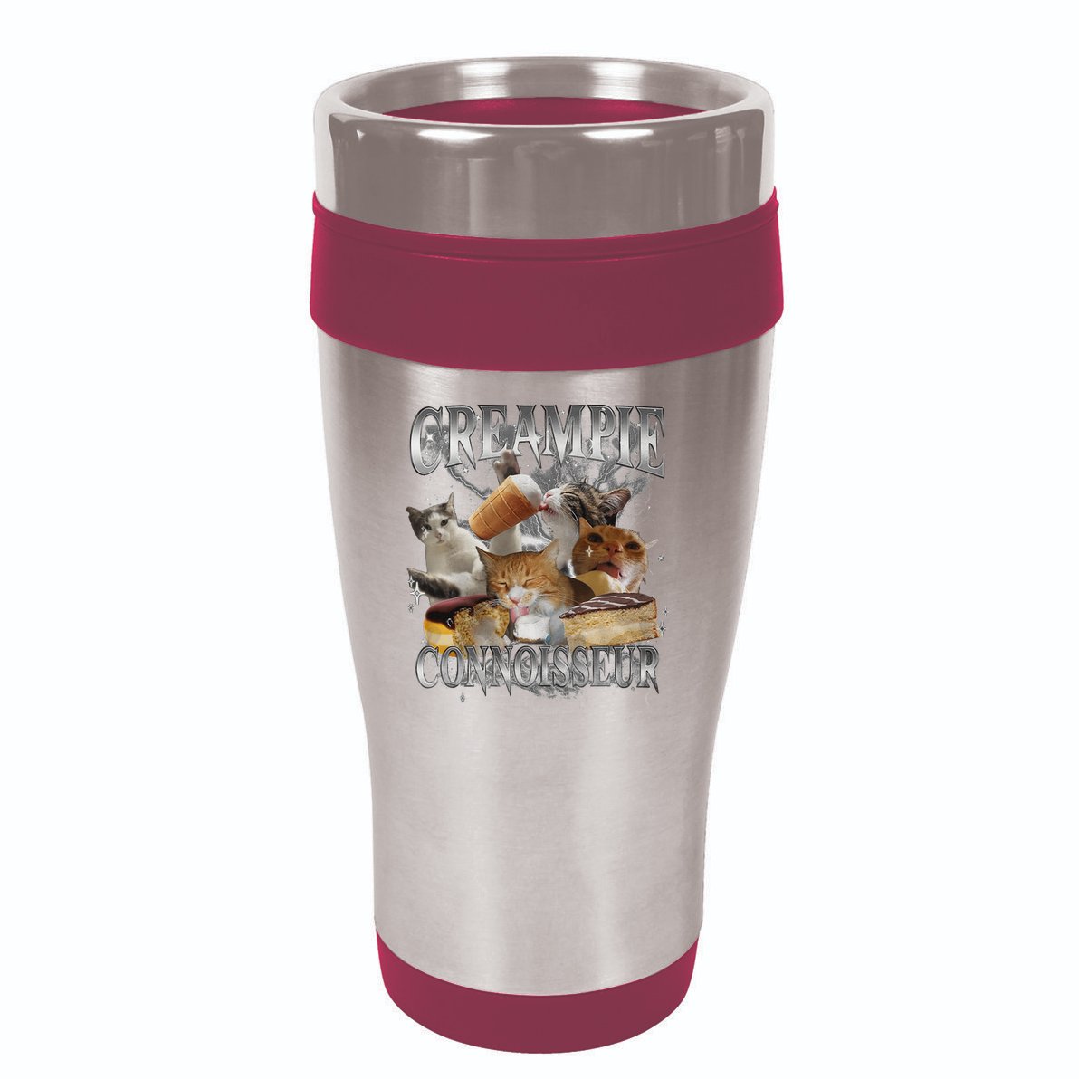 Creampie Connoisseur Raunchy Funny Cat Meme Adult Humor 16oz Travel Tumbler