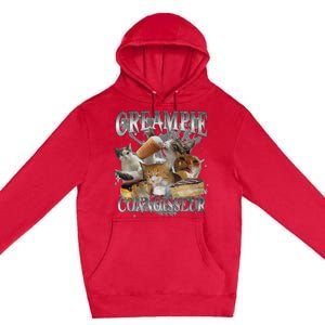 Creampie Connoisseur Raunchy Funny Cat Meme Adult Humor Premium Pullover Hoodie