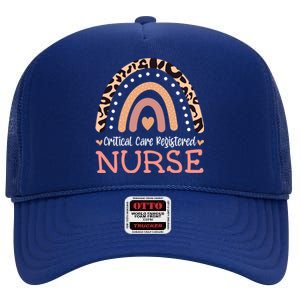 Critical Care Registered Nurse Leopard Rainbow Ccrn Nurse Gift High Crown Mesh Back Trucker Hat