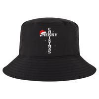 Christian Christmas Santa Hat Jesus Cross And Snow Cool Comfort Performance Bucket Hat