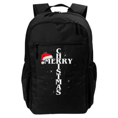 Christian Christmas Santa Hat Jesus Cross And Snow Backpack