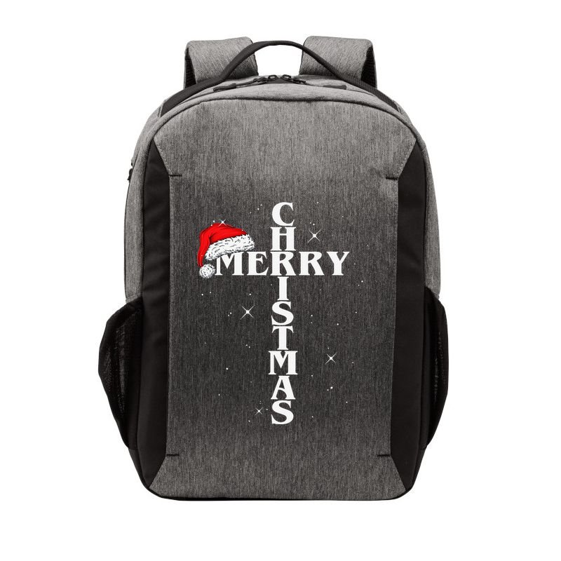 Christian Christmas Santa Hat Jesus Cross And Snow Vector Backpack
