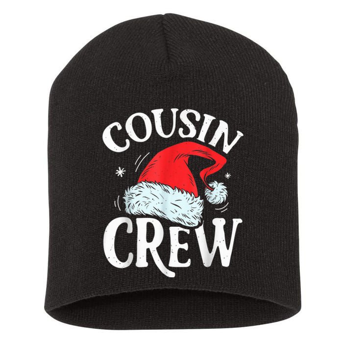 Cousin Crew Santa T shirt Christmas Family Matching Pajamas Short Acrylic Beanie