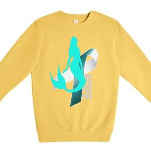 Cervical Cancer Survivor Gift Mermaid Ribbon Hope Wife Gift Premium Crewneck Sweatshirt